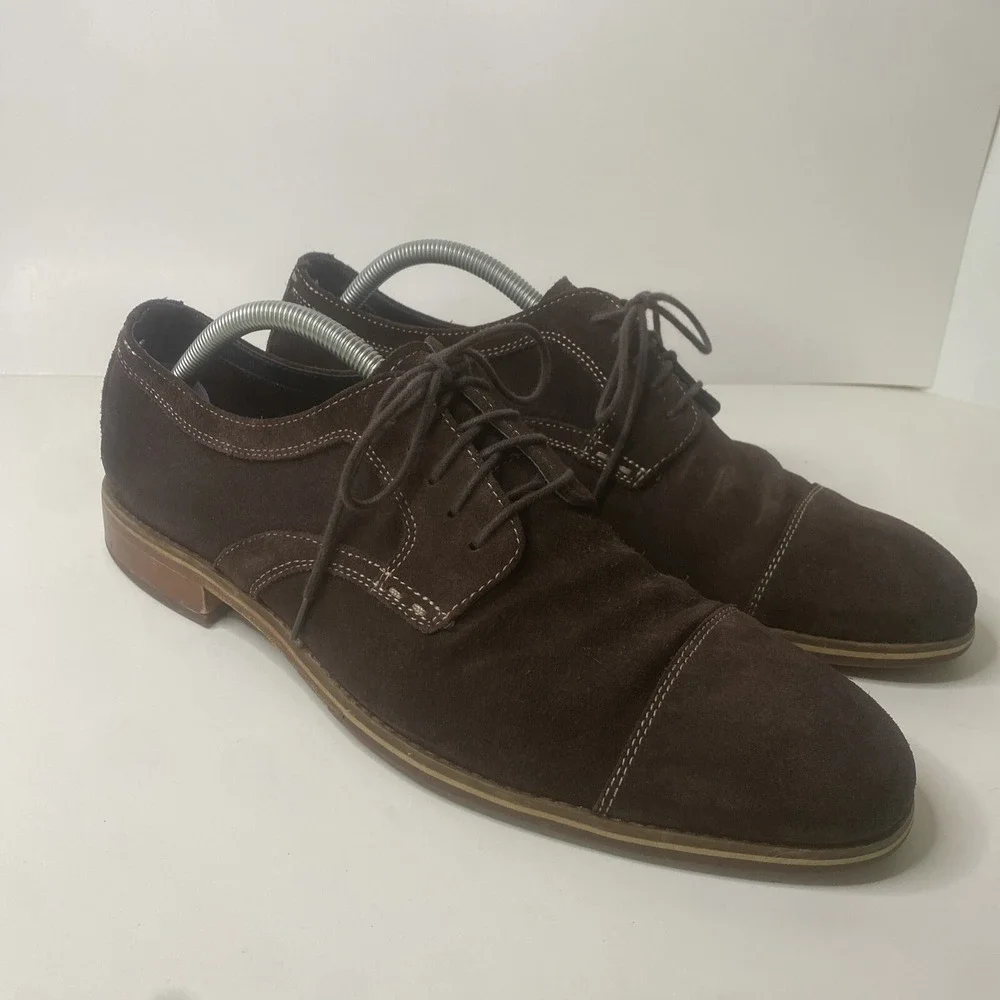 Johnston Murphy‎ Brown Suede Cap Toe Lace Up Oxfords Shoes Men's 11M (59-10727)